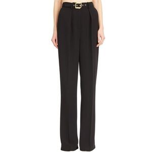 ELISABETTA FRANCHI High-Waisted Pleated Belted Trousers Women BLACK Pants